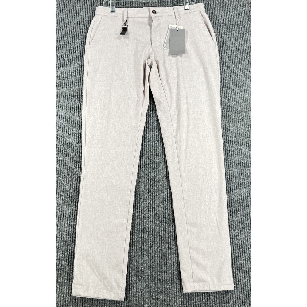 Zara Man Slim Pants Mens 30 Light Beige Dress Trousers Modern Stretch Formal New